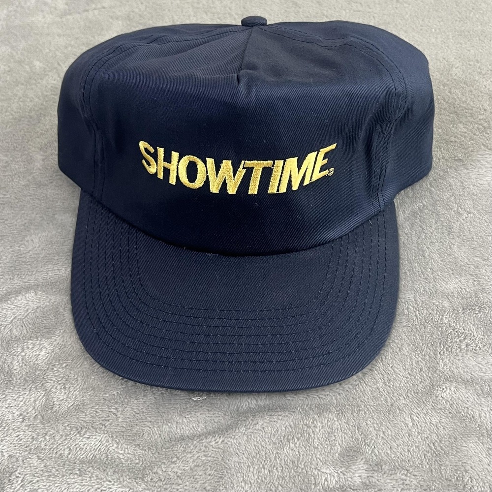Vintage Showtime Hat Cap Snap Back Navy Blue Embroidered TV Advertising Mens 90s